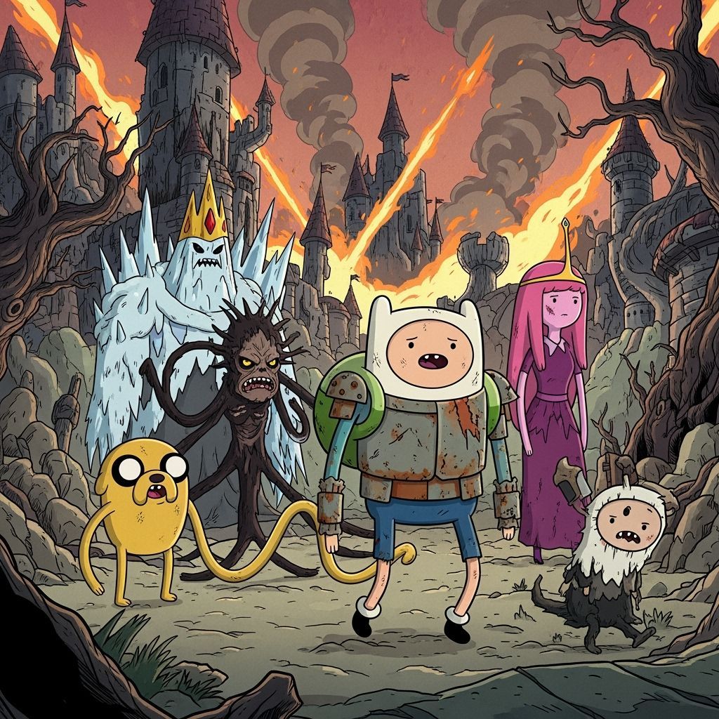 Grimdark Scene in Cartoon Style