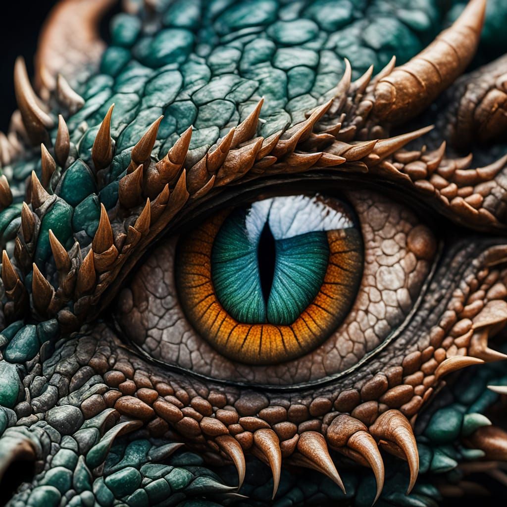 Detailed Macro Photo of a Mythical Dragon's Eye