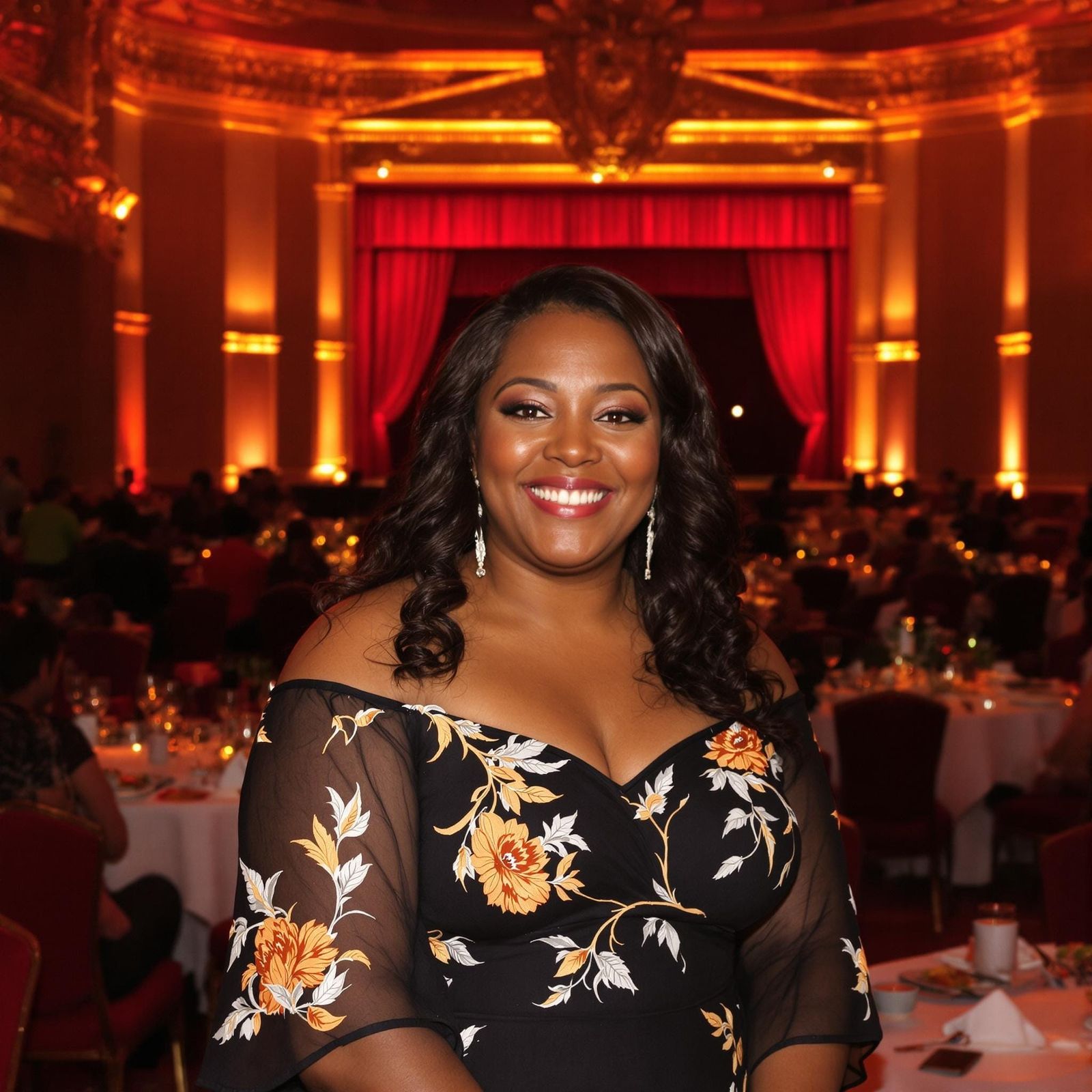 Woman in Intimate Restaurant Setting, Celebratory Mood