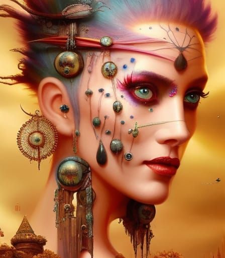 Elaborate Skullpunk Sculpture with Floral and Gem Details