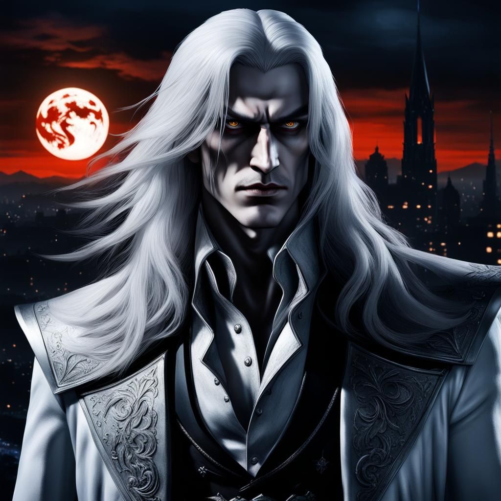 Hyperrealistic Alucard Portrait at Night