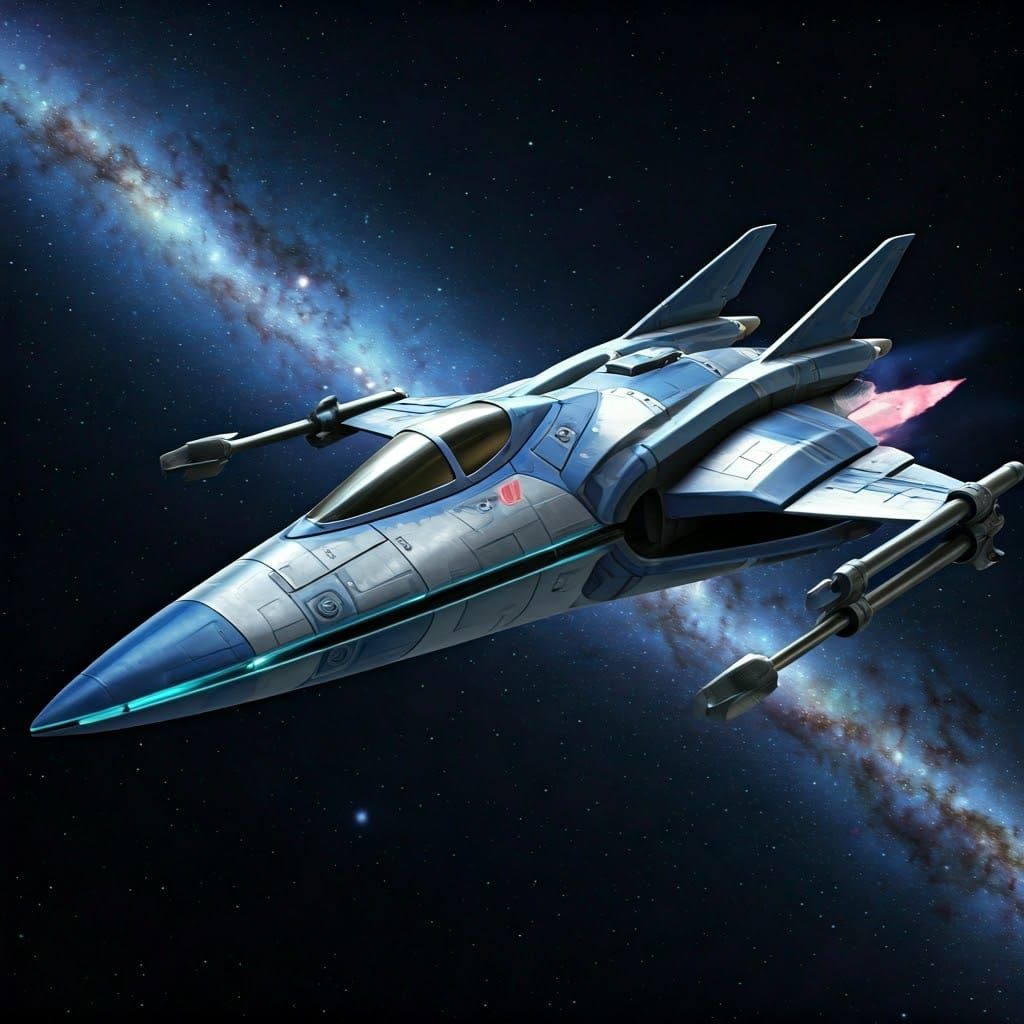 Arwing Soaring Through Cosmos in 3D Render