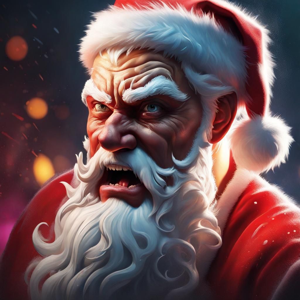 Hyperrealistic Evil Santa Claus Portrait