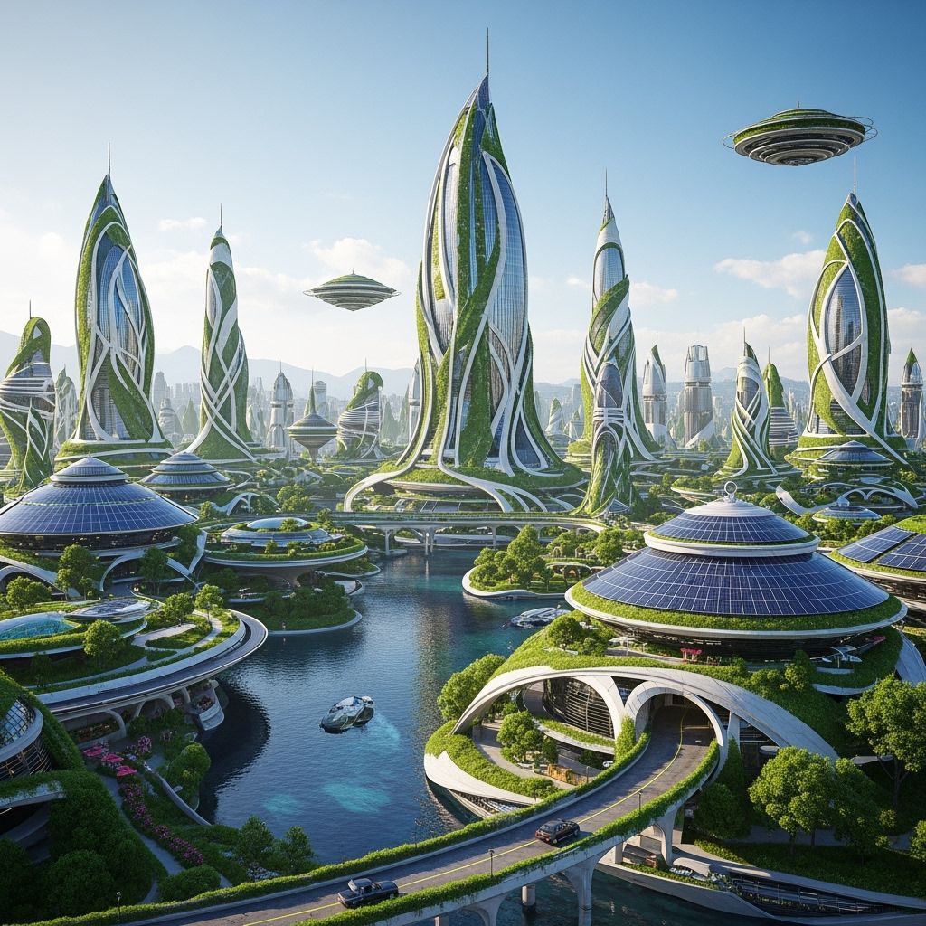 Elegant Elven City in Solarpunk Style