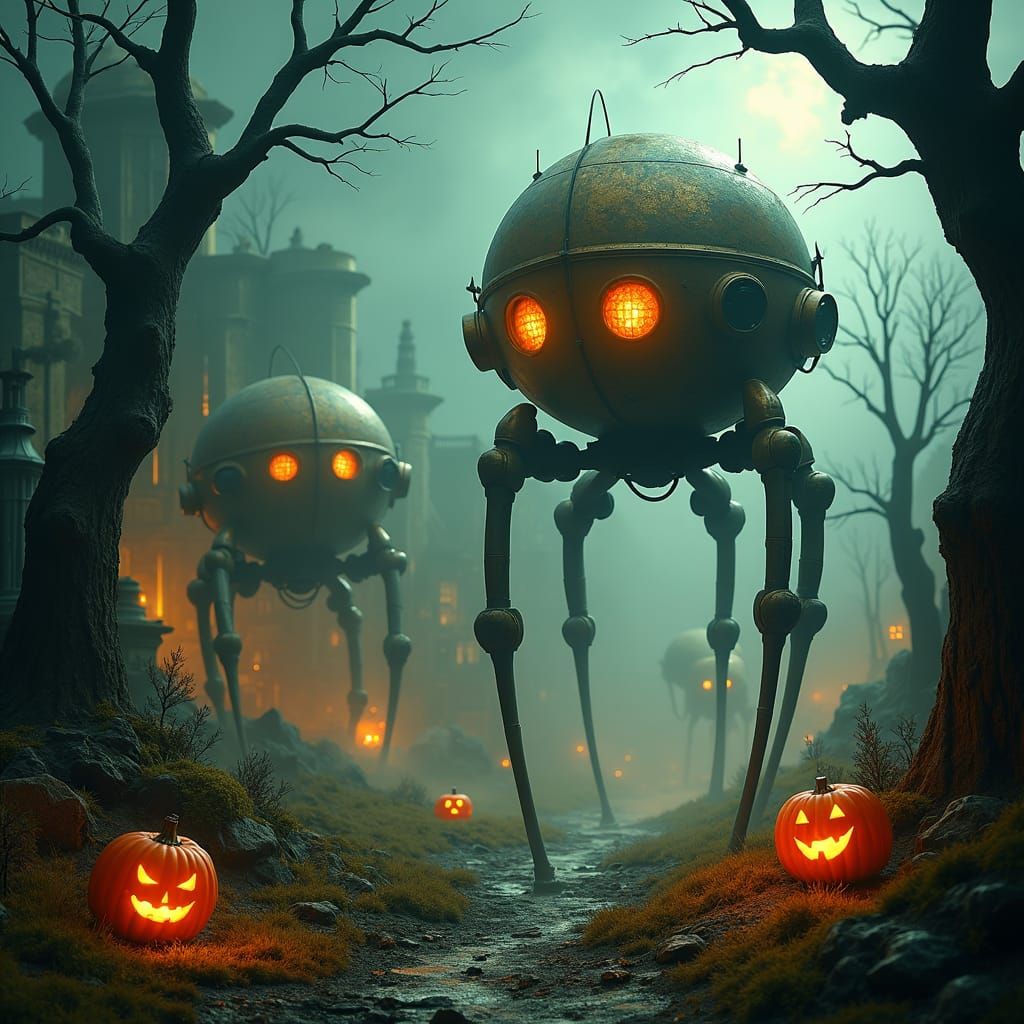 Steampunk Martian Invasion in a Gothic, Victorian Landscape