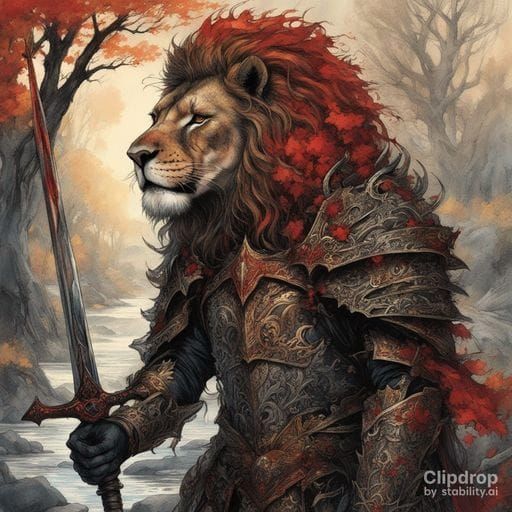 AI Generated Lion Heart Illustration