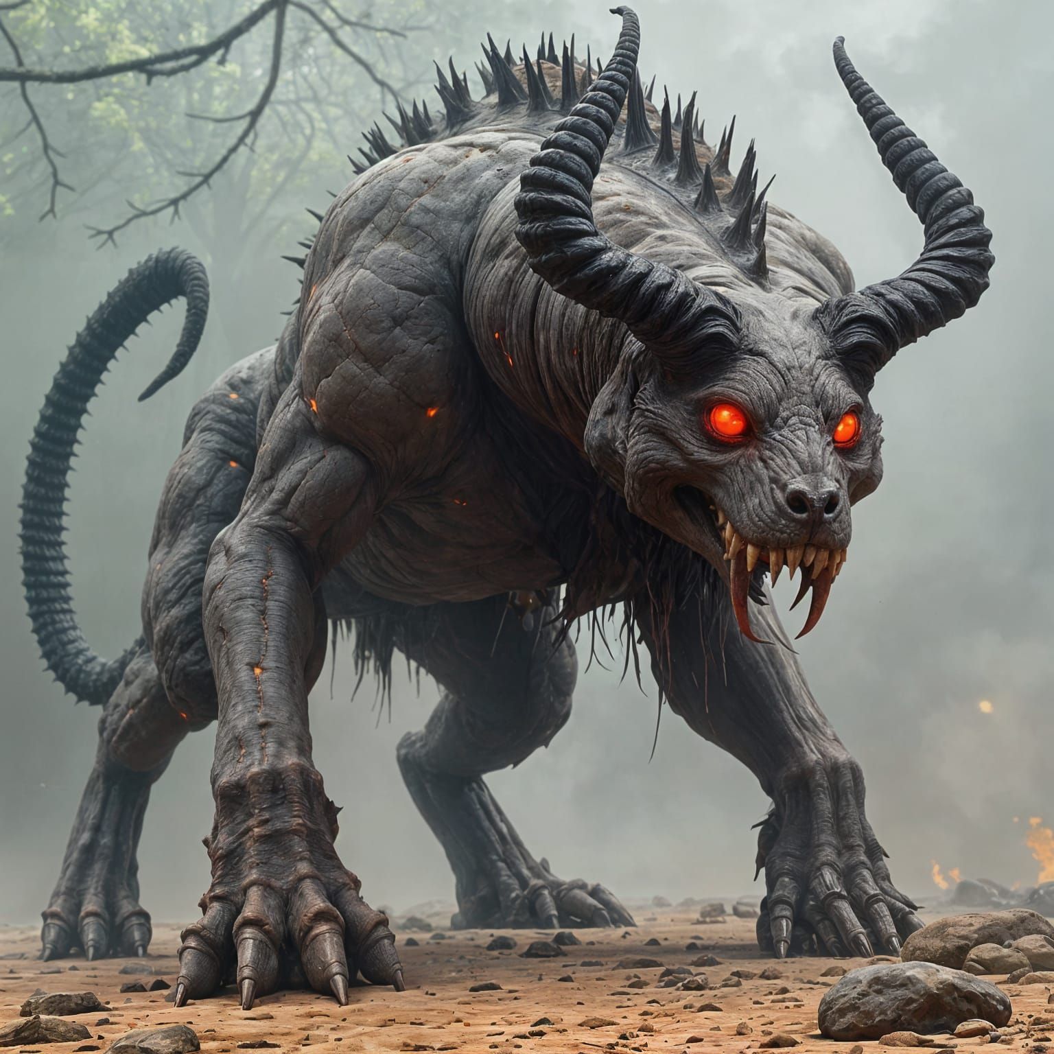 Monstrous Reaver Beast in Petrified Wood-Like Flesh