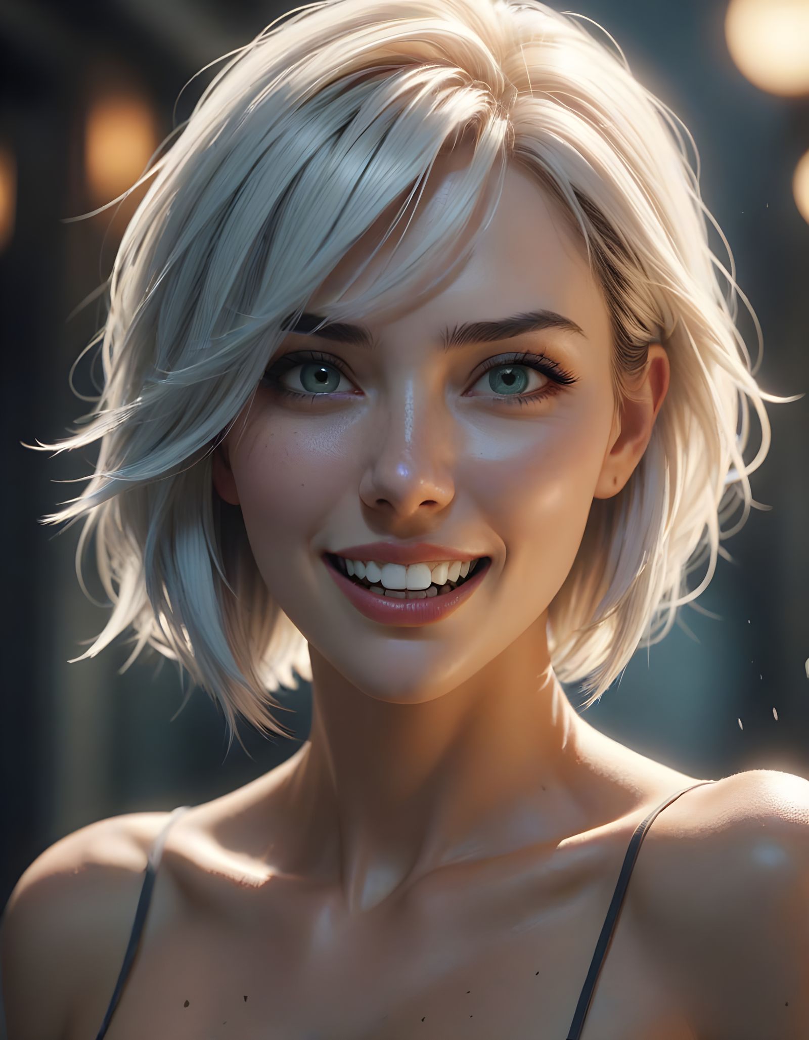 Ethereal Young Woman with Flirtatious Expression