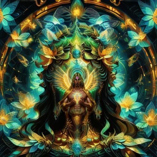 Biopunk Archangel Healer with Golden Halo