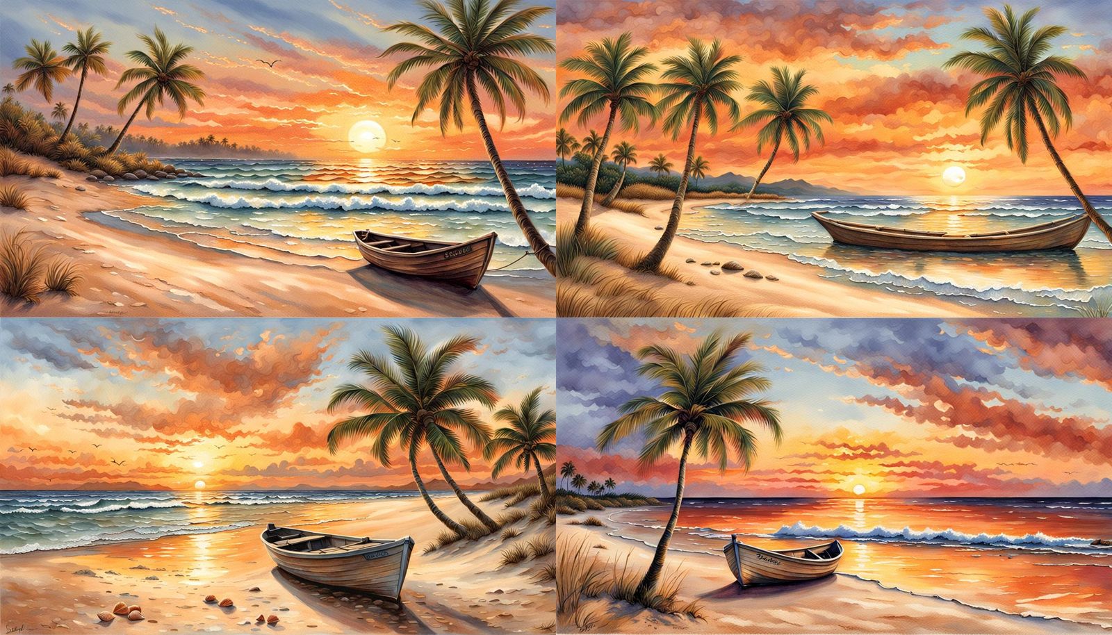 Tranquil Seaside Sunset Postcard Scene