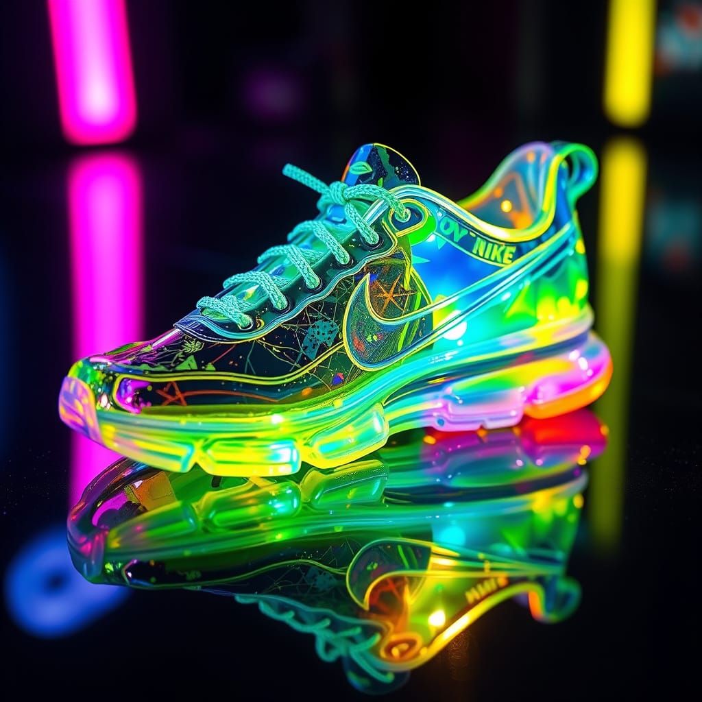 Glass and Crystal Nike Shoe Sculpture
