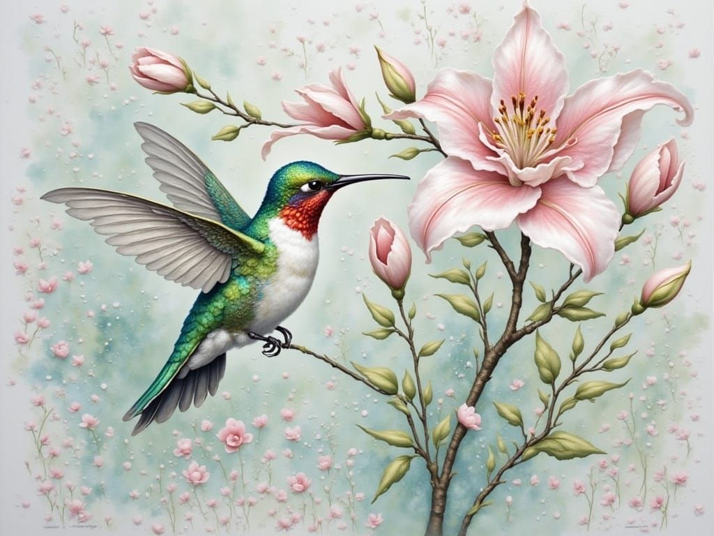 A Kolibri in a japanese garden