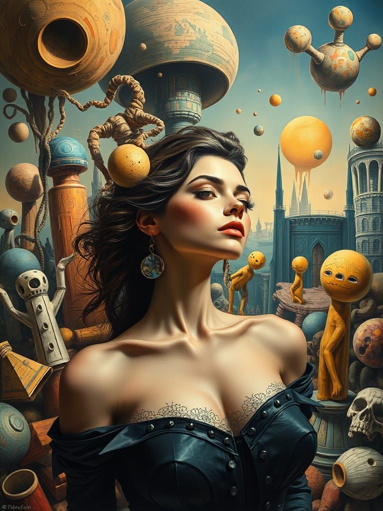 Surreal Woman in Extraterrestrial Landscape, Hyperrealistic ...