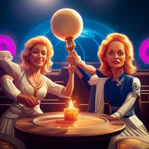 Bobbleheads at a 70s Disco Club: Matte Painting