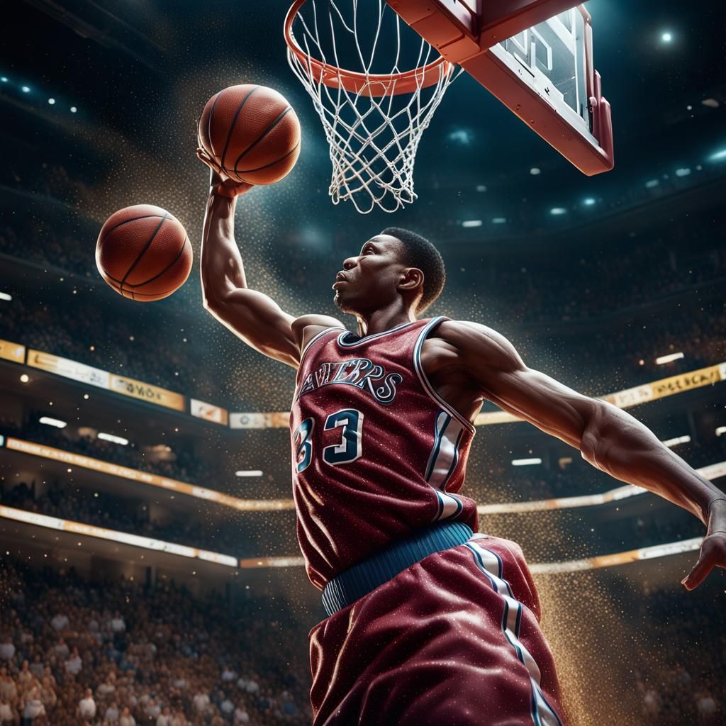 Photorealistic Basketball Player Slam Dunk in CGI