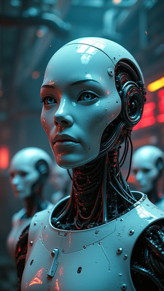 Cybernetic Humanoid Stands Amidst Advanced AI Mainframe in C...