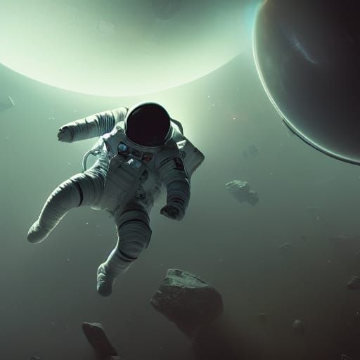 Astronaut's Descent into a Black Hole: Digital Art