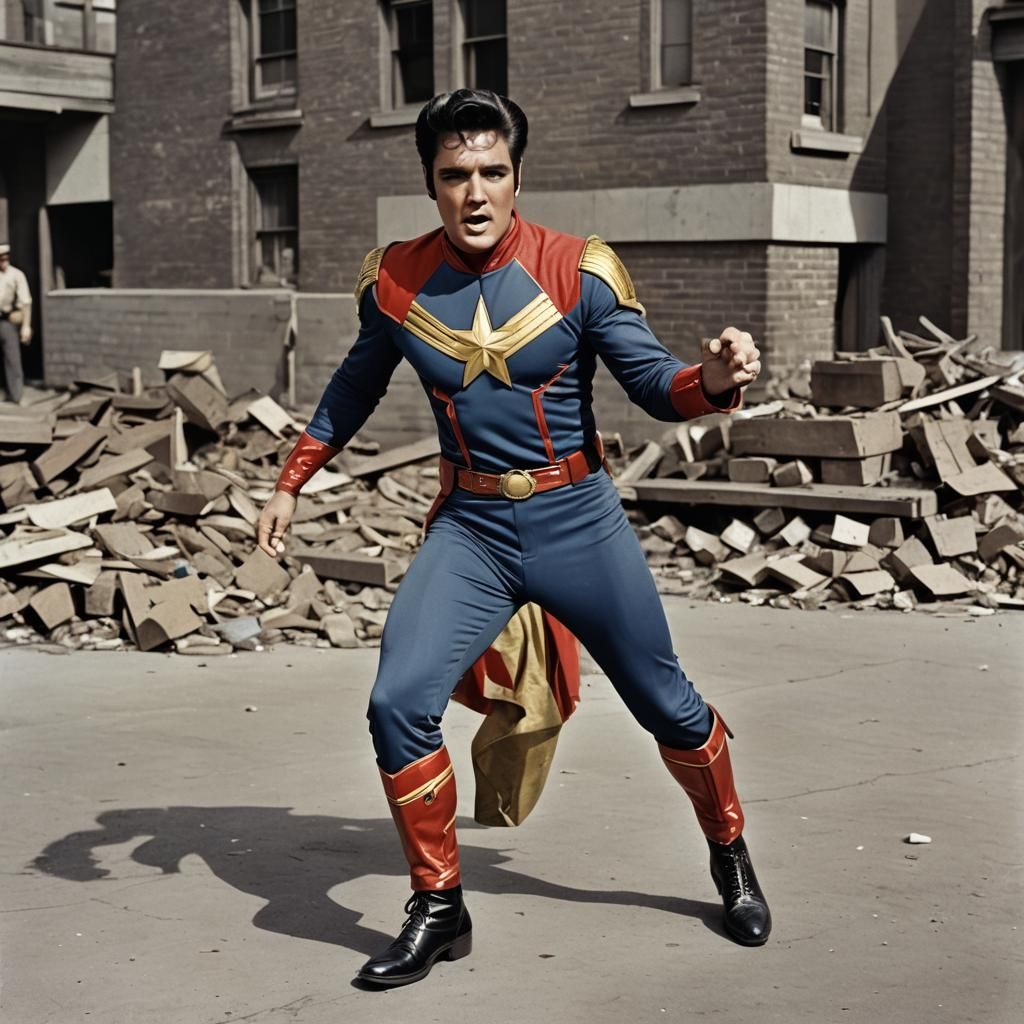 Elvis Presley as Captain Marvel in Action