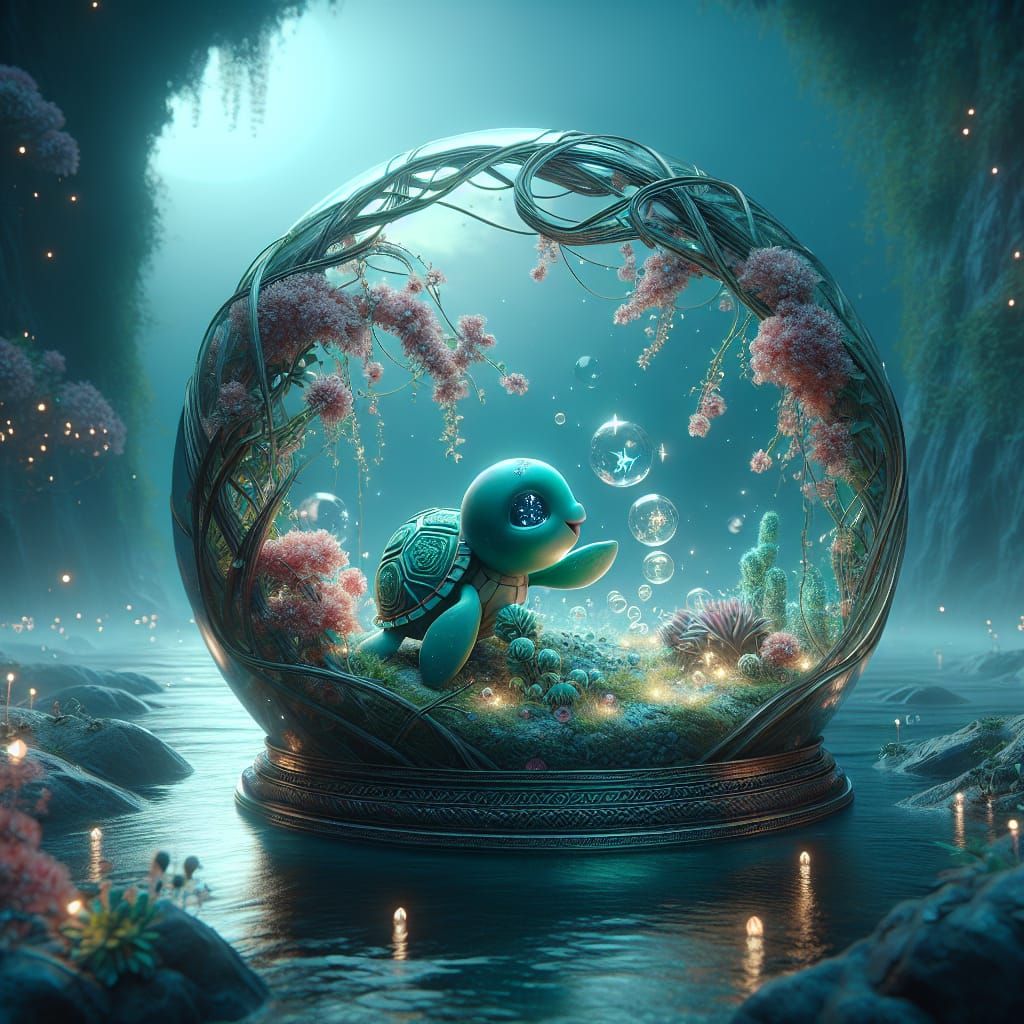 Underwater Garden Crystal Ball: Magical Turtle
