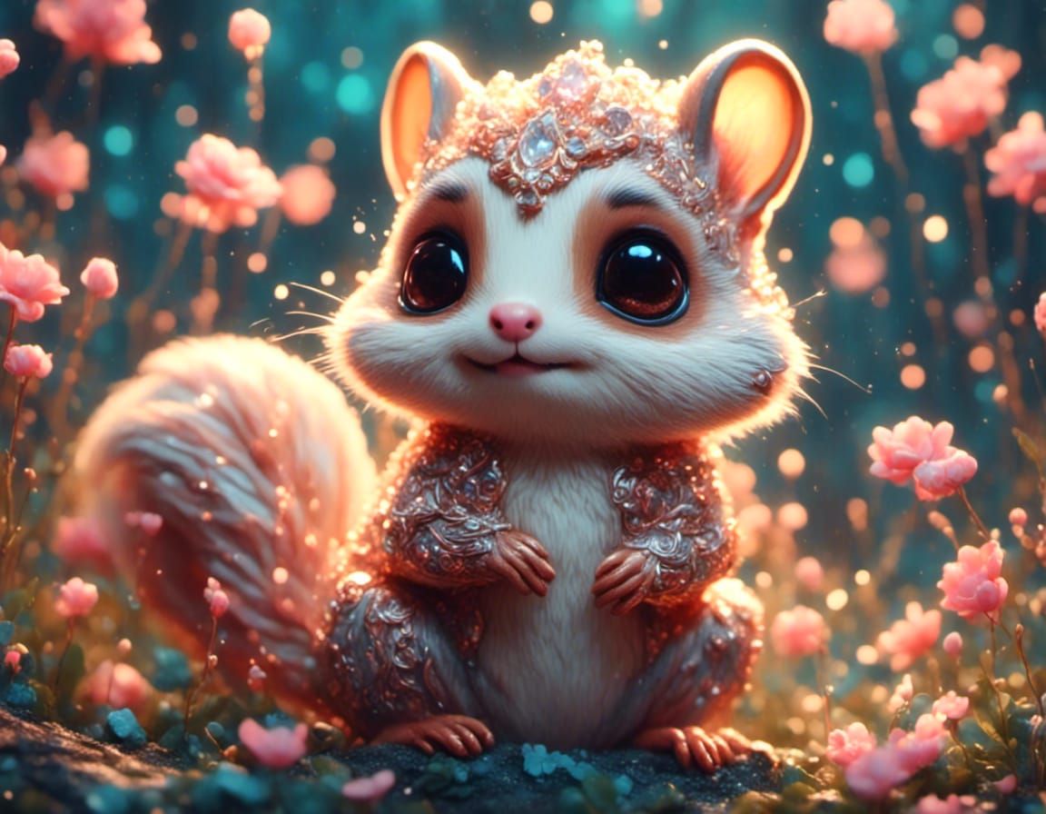 Cute Fluffy Flying Squirrel with Pastel Glow