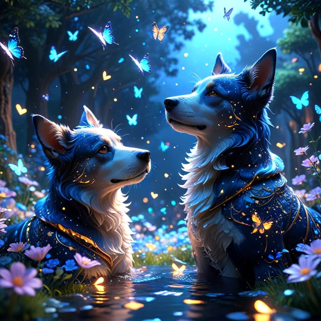 Whimsical Blue and Gold Wonderland