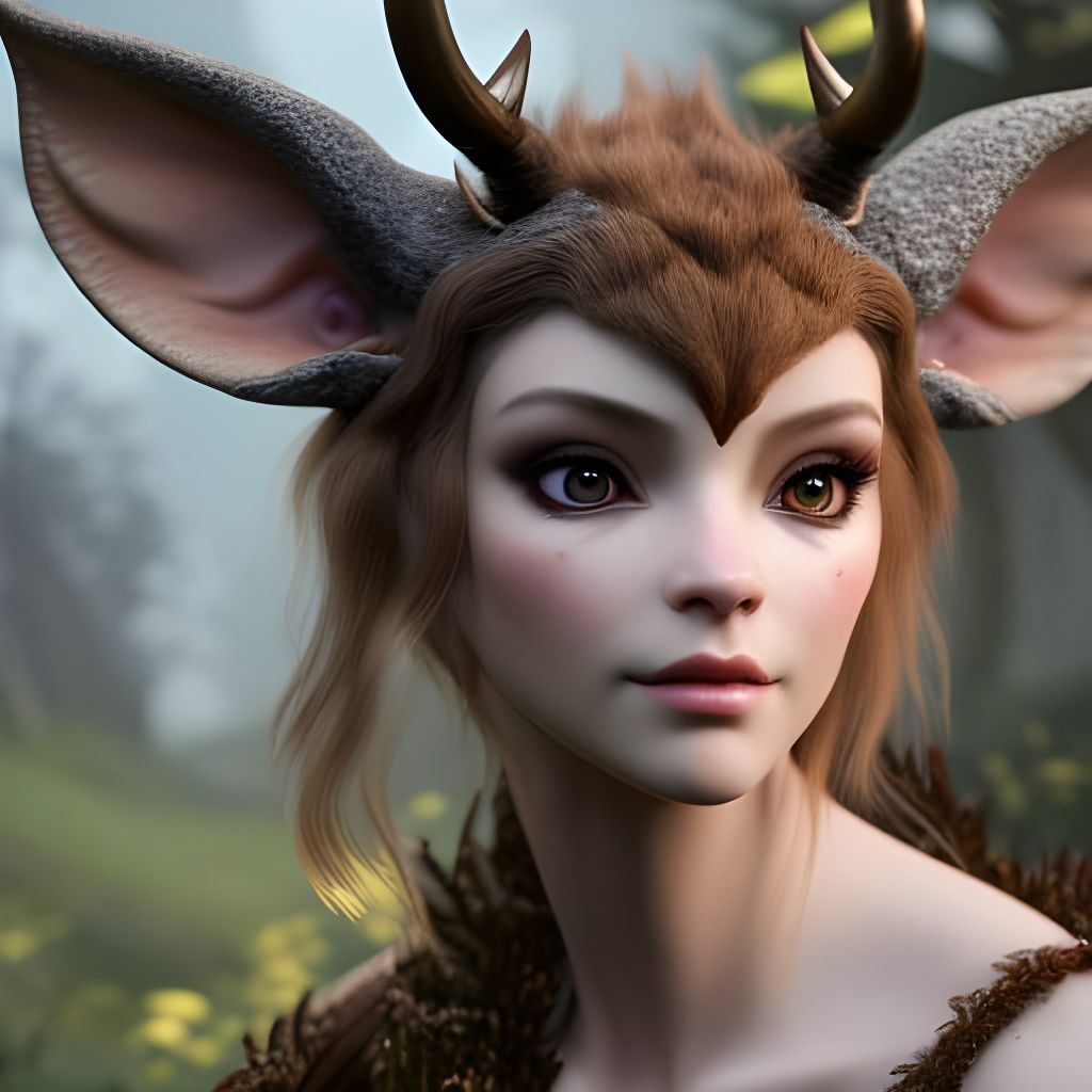 Detailed Faun Portrait in Fantasy Style