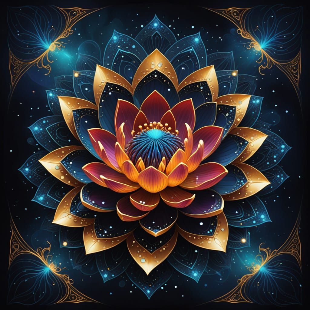 Surreal digital artwork inspired by the lotus flower