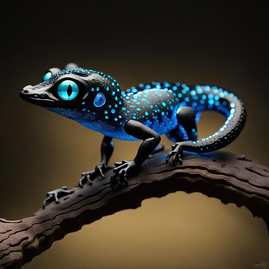 Crystal Geckos perched on Ancient Tree Trunk