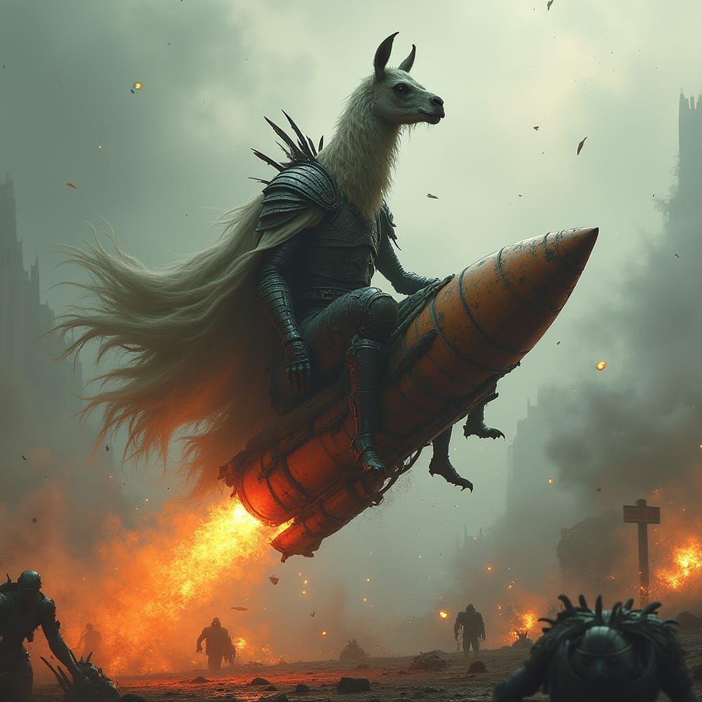 Regal Undead Llama Conquers Dark Fantasy Realm