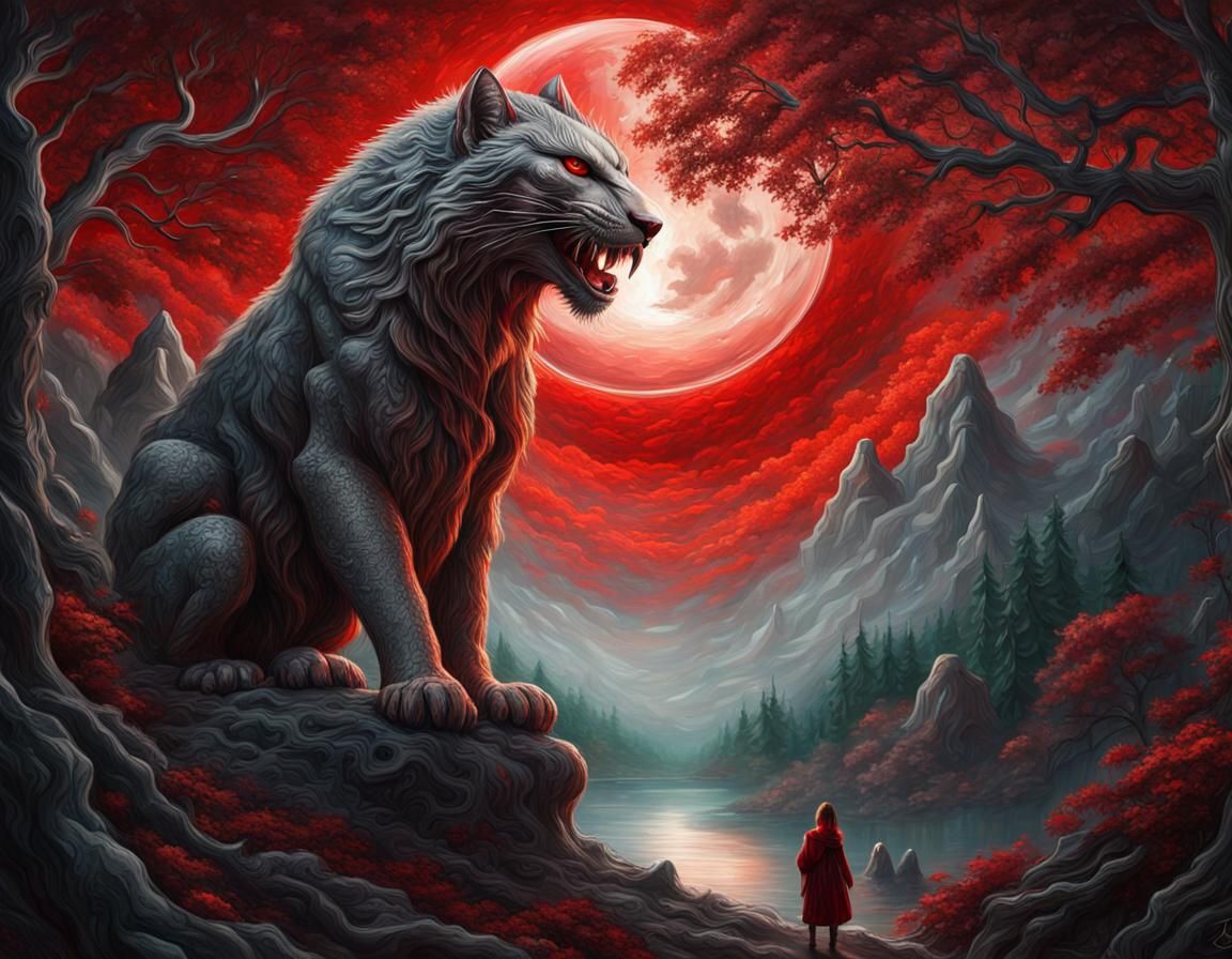 Roaring Sabertooth in Mystical Forest, Detailed Digital Art