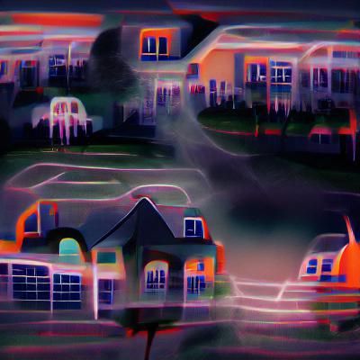 Eerie Haunted Suburbia at Twilight