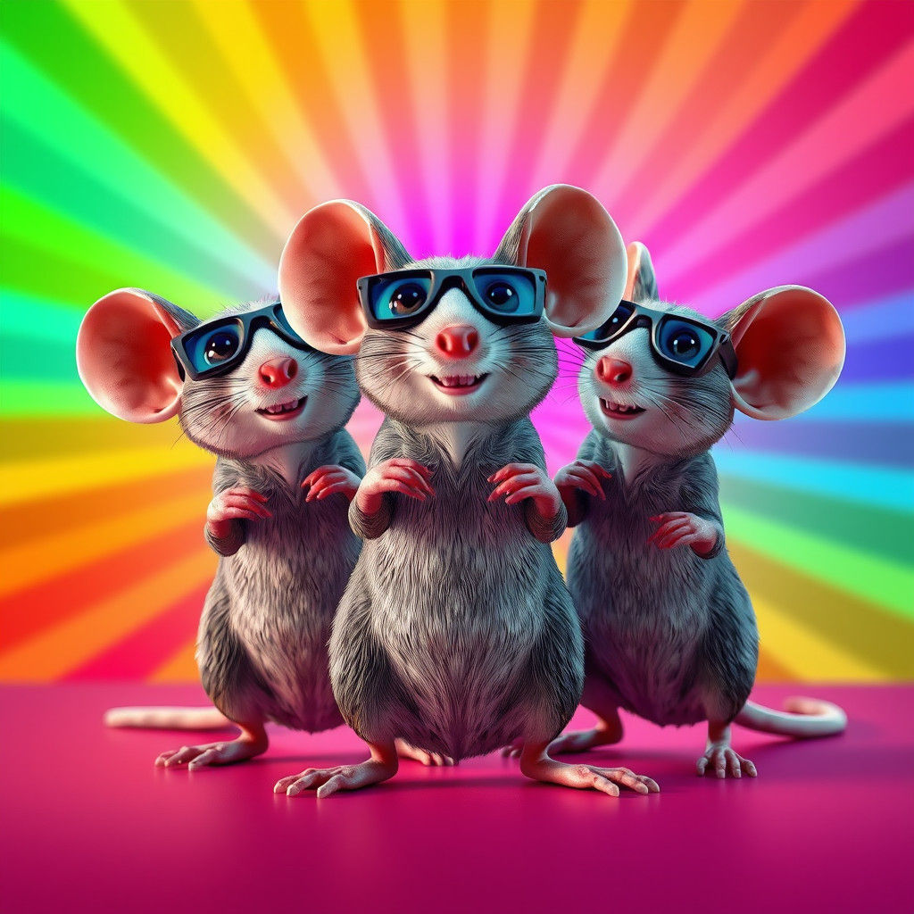 Playful 3D Mice in Pixar Animation Style