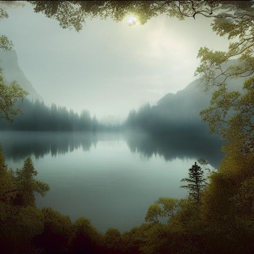Atmospheric Foggy Lake Digital Matte Painting