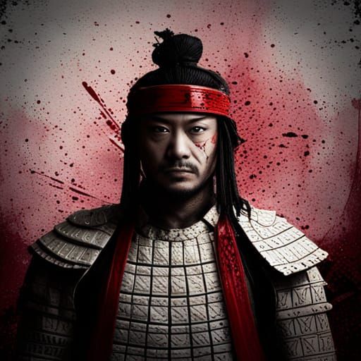 Samurai Warrior in Red and Gray: Professional Photography