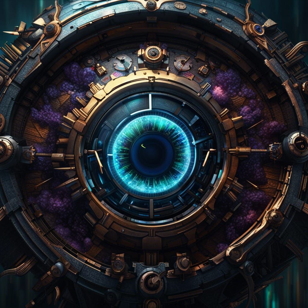 Cyberpunk Eye Clock Detailed Matte Painting