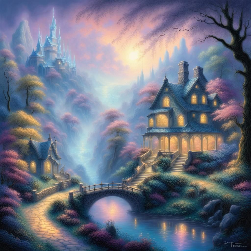 Hyperdetailed Ethereal Fantasy World in Black Light Art