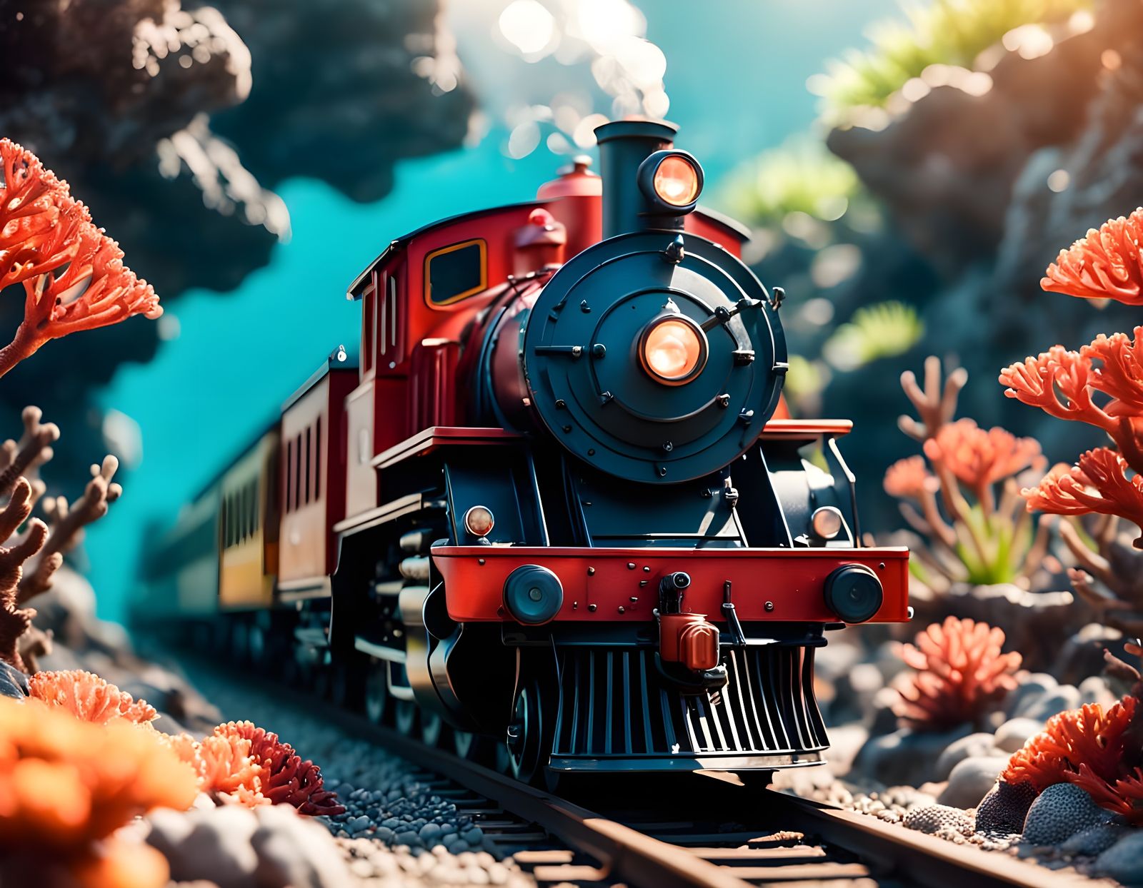 Vintage Trains Cross a Vibrant Coral Reef in Stunning Close-...