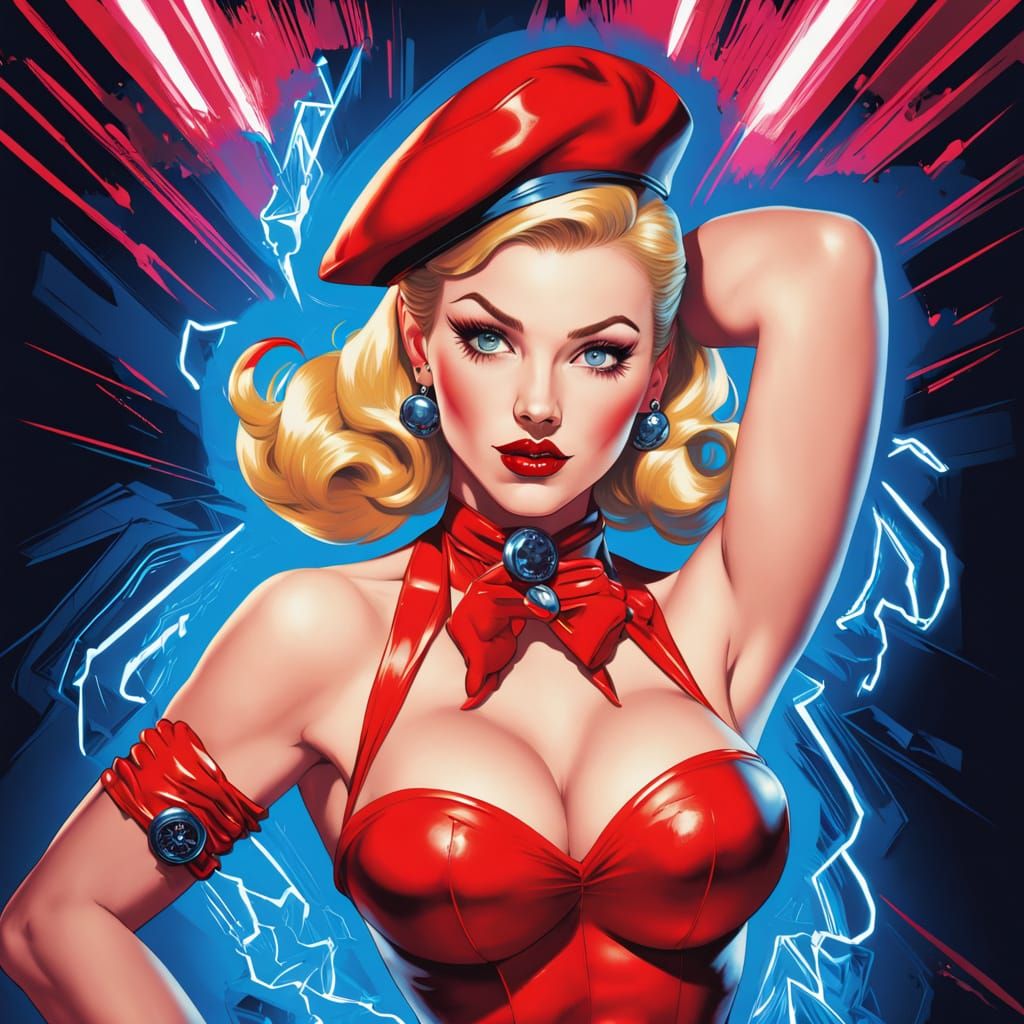 Confident Cammy White in a Vibrant Pinup Pose