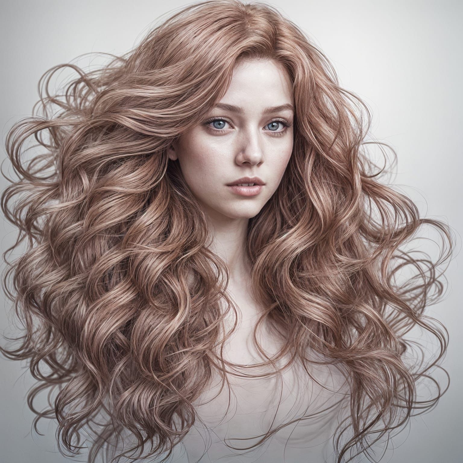 Pencil Sketch of Girl with Fiery Red Hair