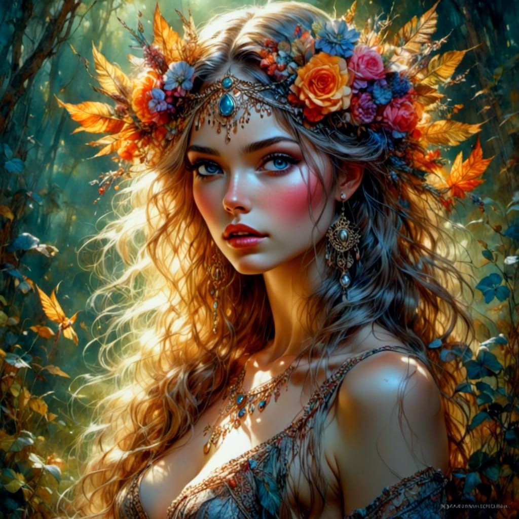 Fantasy Woman with Glowing Light, Boris Vallejo Style