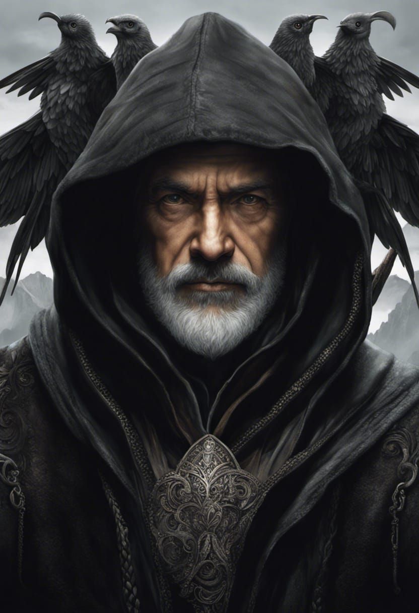 Hooded Man Portrait in Dark Fantasy Style