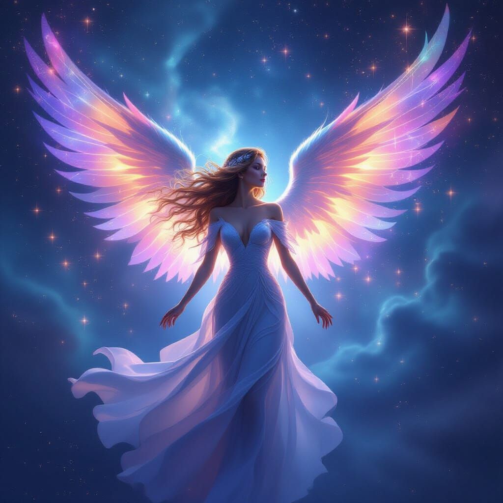 Ethereal Nebula Angel in Cosmic Glow