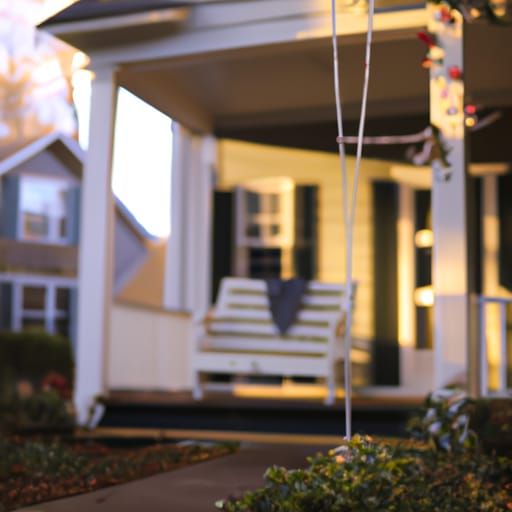 Aesthetic House with Porch at Sunrise