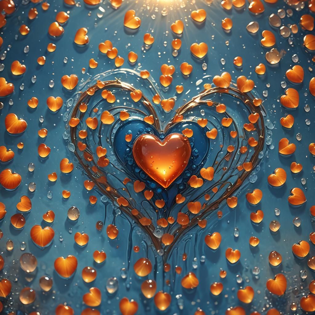 Glowing Heart Amidst Laughter and Tears in Digital Art