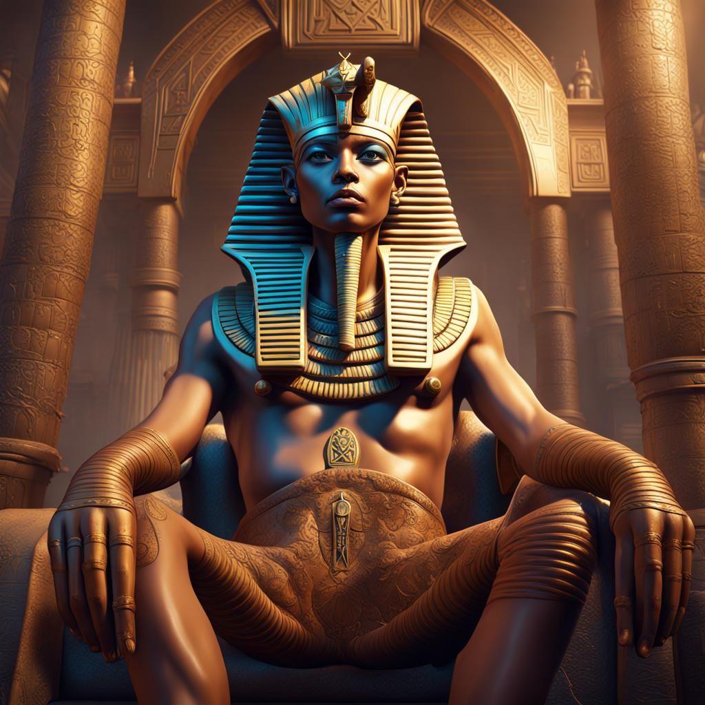 Egyptian Pharaoh Portrait in Acrylic Paint