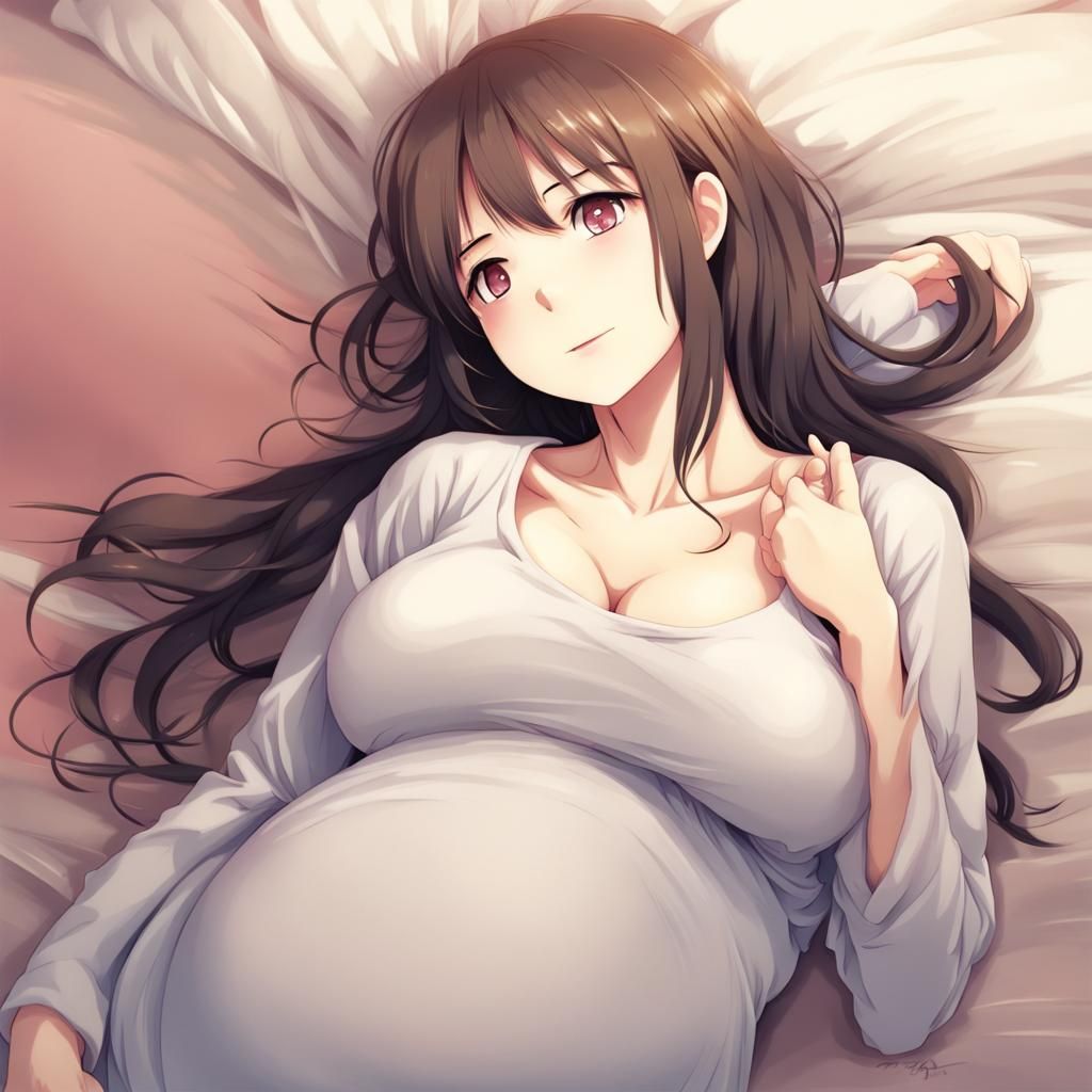 Pregnant Girl in Anime Key Visual Style