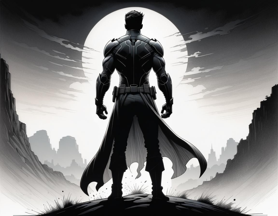 Silhouette of a wannabe superhero.