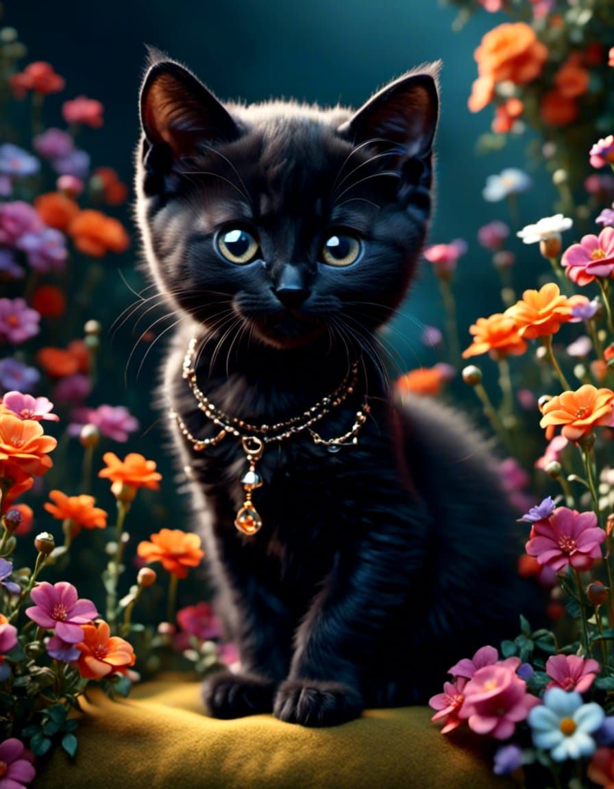 Realistic 3D Render of a Sleek Black Cat