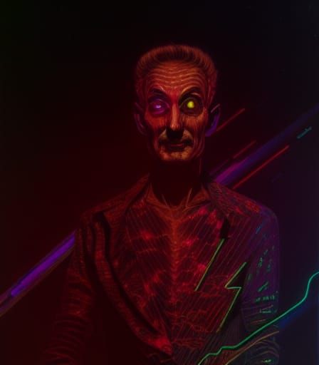 Holographic Astral Illustration in Synthwave Style