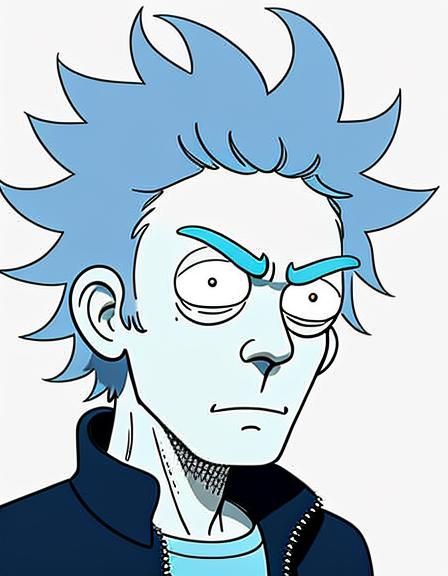 Rick Sanchez Portrait in Cartoon Style